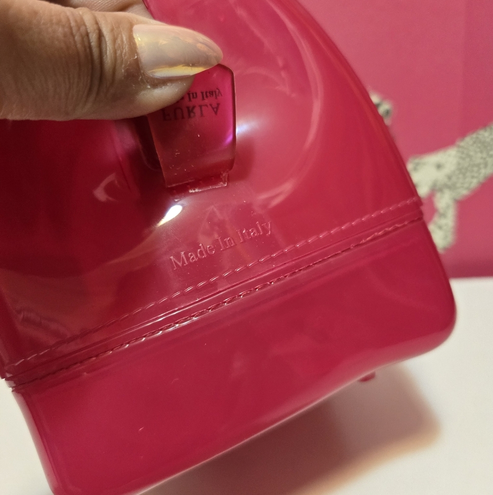 GUC Furla Candy Gang Sweetie Hot Pink Satchel Top Handle Boston Bag With Lock - Picture 5 of 11